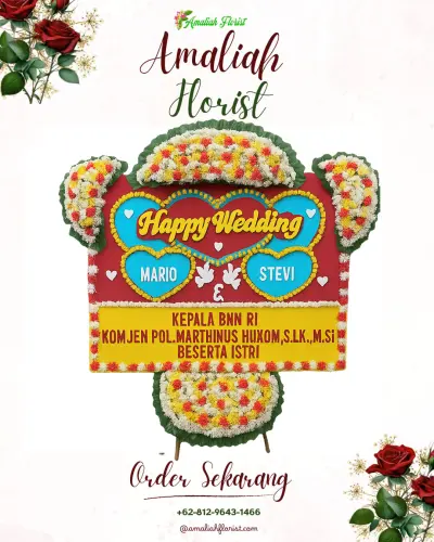 Karangan Papan Bunga Pernikahan di Pener